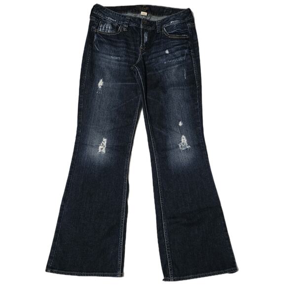 Silver Jeans Womens 30 Boot Cut Low Rise Dark Wash Denim Stretch Lola 30 x 33 - Picture 1 of 11